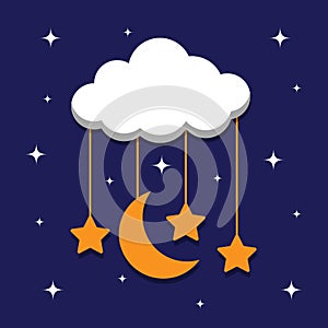 cloud moon and stars background