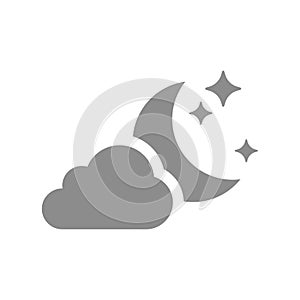 Cloud, moon and stars vector icon