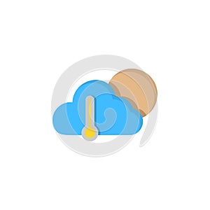 Cloud moon thermometer icon. Simple line, outline vector of two color weather icons for ui and ux, website or mobile application