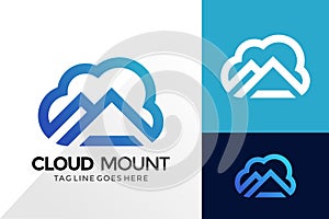 Cloud Mountain Logo Design, Brand Identity Logos Designs Vector Illustration Template