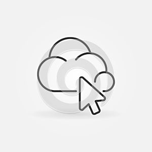 Cloud with Mouse Cursor vector thin line concept icon
