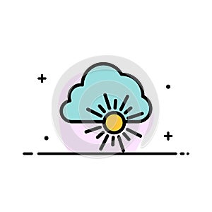 Cloud, Nature, Spring, Sun  Business Flat Line Filled Icon Vector Banner Template