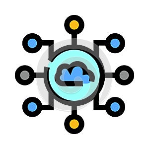 Cloud network computing concept connecting multiple devices