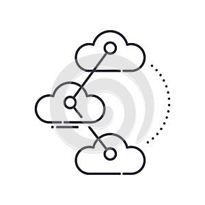 Cloud network concept icon, linear isolated illustration, thin line vector, web design sign, outline concept symbol with