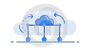 Cloud Network Connection: Distributed Systems Data Sharing, vector design Generative AI