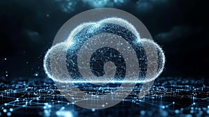 Cloud network connection global data technology visualize interconnected data and computing cloud network