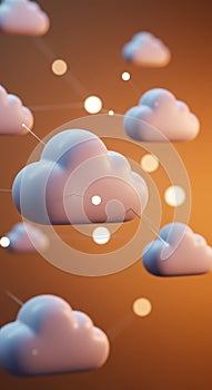 Cloud Network Connection Interconnected clouds symbolize data sharing global connectivity cloud computing network