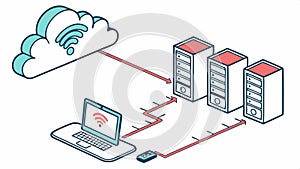 Cloud network, data server and internet connection vector design Generative AI