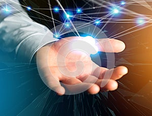 Cloud network displayed on a futuristic interface with net and c