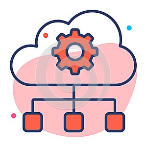cloud network flat line icon modern illustration
