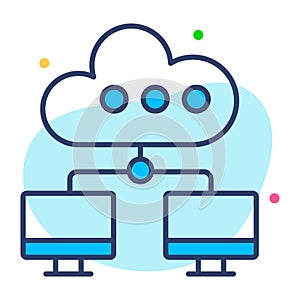 cloud network flat line icon modern illustration