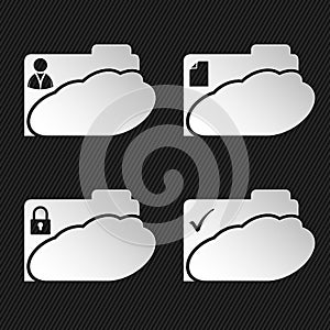 Cloud network folder icons on black
