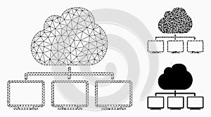 Cloud Network Hierarchy Vector Mesh 2D Model and Triangle Mosaic Icon