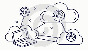 Cloud Network with Laptop, Seamless Wireless Connectivity, vector design Generative AI