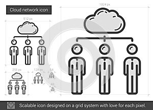 Cloud network line icon.