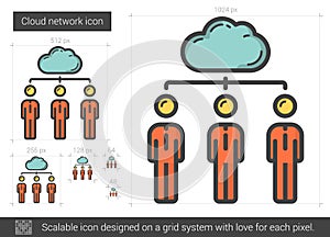 Cloud network line icon.