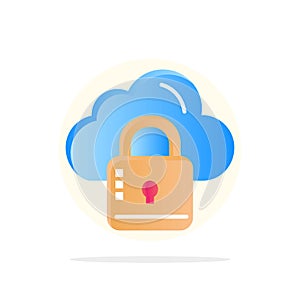Cloud, Network, Lock, Locked Abstract Circle Background Flat color Icon