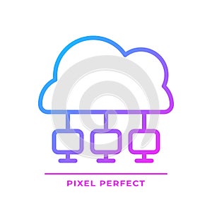 Cloud network pixel perfect gradient linear vector icon