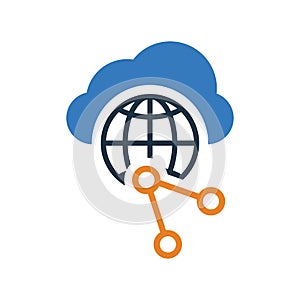 Cloud, network, sharing icon. Simple editable vector graphics
