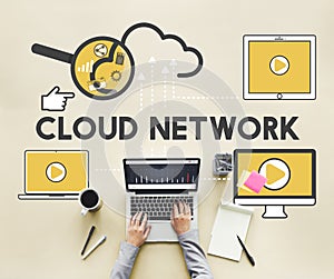 Cloud Network Storage Technology Connection Concept