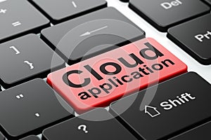 Cloud networking concept: Cloud Application on computer keyboard background