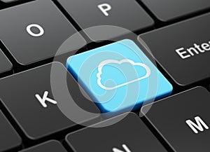 Cloud networking concept: Cloud on computer keyboard background