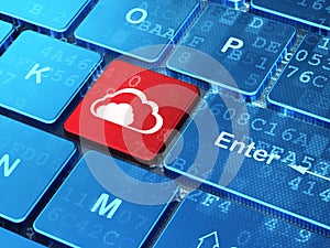 Cloud networking concept: Cloud on computer keyboard background