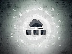Cloud networking concept: Cloud Network on Digital Data Paper background