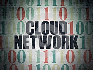 Cloud networking concept: Cloud Network on Digital Data Paper background