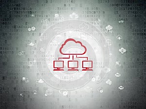 Cloud networking concept: Cloud Network on Digital Data Paper background