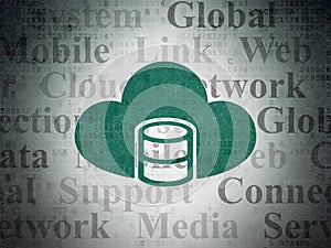 Cloud networking concept: Database With Cloud on Digital Data Paper background