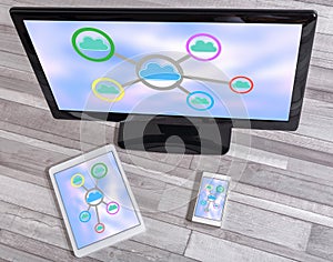 Cloud networking concept on different devices