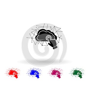 Cloud networking concept multi color icon. Simple glyph, flat vector of touch screen icons for ui and ux, website or mobile