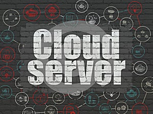 Cloud networking concept: Cloud Server on wall background