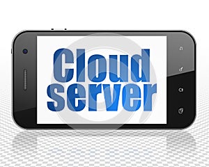 Cloud networking concept: Smartphone with Cloud Server on display