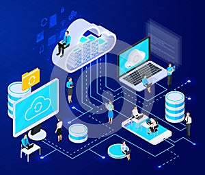Cloud Networking Isometric Composition