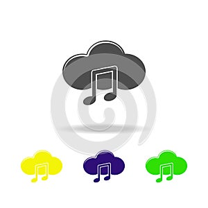 cloud and note multicolored icons. Element of music icon. Signs and symbols collection icon for websites, web design, mobile app,