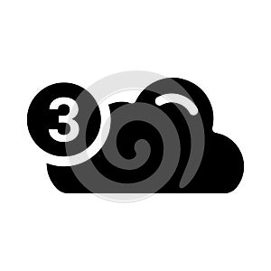 Cloud, notification icon. Black vector graphics