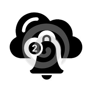 Cloud, notification icon. Black vector graphics