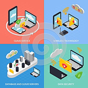 Cloud Office Concept Icons Set
