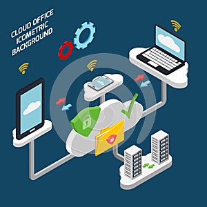 Cloud Office And Technology Isometric Background