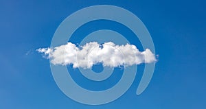 Cloud, one single white on clear blue sky, sunny spring day