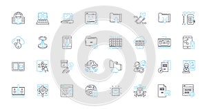 Cloud opportunity linear icons set. Innovation, Scalability, Flexibility, Efficiency, Growth, Security, Accessibility