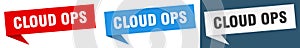 cloud ops banner. cloud ops speech bubble label set.