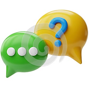 3D Question and Typing Chat Bubbles Icon
