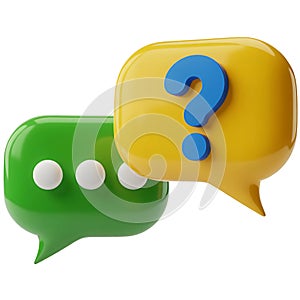 3D Question and Typing Chat Bubbles Icon