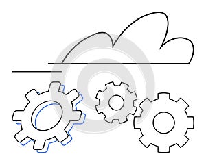 Cloud computing concept with three gears
