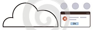 Cloud Computing Error Concept with Browser Window and Warning Message