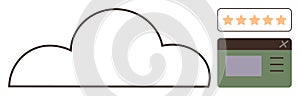 Cloud Computing Concept with Rating and Interface Elements Highlighting User Experience