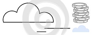 Cloud Computing and Financial Growth Concept with Minimalist Elements